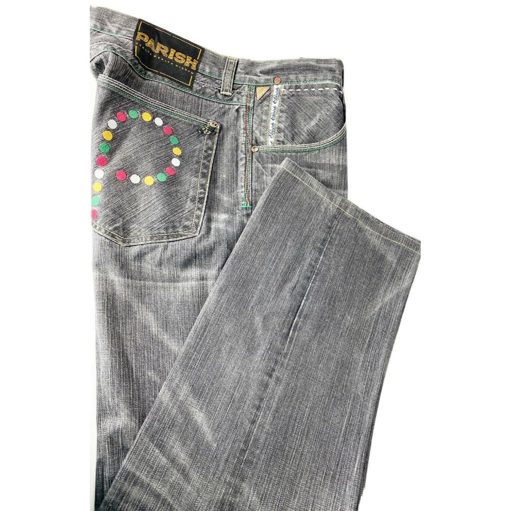 PARISH Men Jean 38 X 31 Raw Rinse Relaxed Button